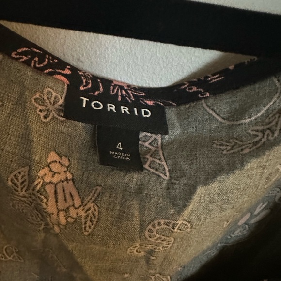 Torrid SHIRRED FIT & FLARE DRESS STRETCH CHALLIS TATTOO BLACK SIZE 4 NWOT - Picture 5 of 12